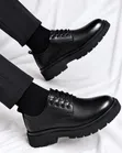 Classic Derby Shoes - Black Leather - 3