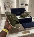 Textured Leather Dior Men's Slide Sandals - 5