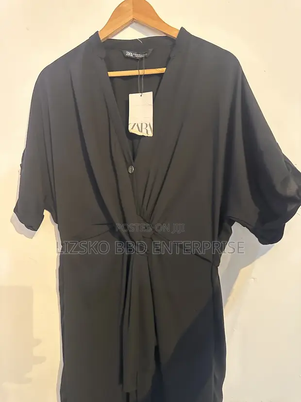 Black Zara Midi Dress with Front Twist - 1