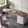 Office Desk (Wood Curved Desk With Drawers) - 1