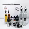 5-Piece Glass Oil Dispenser & Spice Jar Set (2x500ml, 3x100ml) - 1