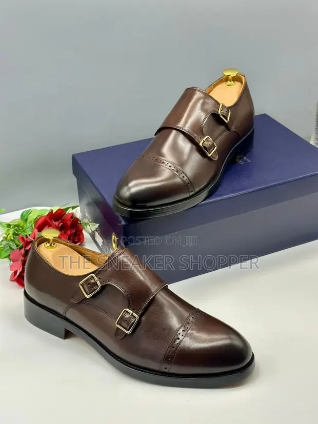 Double Monk Strap Cap-Toe Brogue - Brown - 1