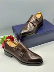 Double Monk Strap Cap-Toe Brogue - Brown - 1