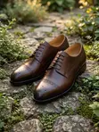 Brown Derby Cap-Toe Brogue Shoes - 2