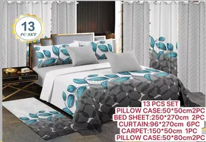 Exotic Brand Multicolor Cotton Bedding & Curtain Set