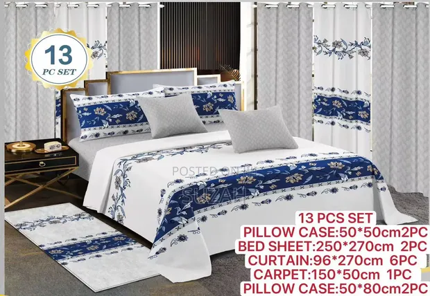 All-in-One Curtain, Pillowcase & Bedsheet Package (13 Items) - 1