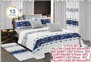 All-in-One Curtain, Pillowcase & Bedsheet Package (13 Items)