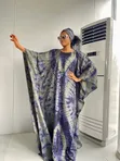 Rich Aunty Bubu Gown - Tie & Dye Kaftan with Scarf - 1