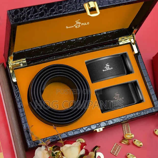 Men's Leather Belt Birthday Gift Box - Black - 1
