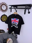Black Graphic T-Shirt with USA Eagle Print - 3