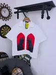 Black Short-Sleeve Button-Up Shirt with Colorful Gothic Graphic - 5