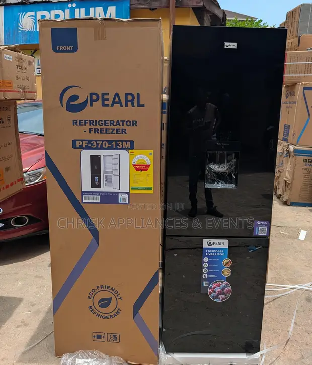 Pearl PF-370-13M 262L Black Mirror Refrigerator Freezer - 1