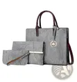 Ladies 3-in-1 Leather Handbag Set - Black - 3