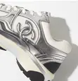 Chanel White and Silver Fabric & Laminated Sneakers - 2