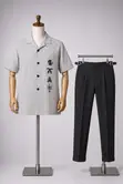 Men's Two-Piece Set: Light Grey Short-Sleeve Button-Up Shirt - 1