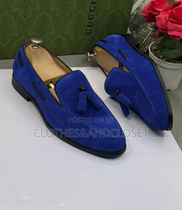 Gucci Suede Tassel Loafers - Royal Blue - 1