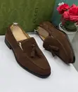 Gucci Brown Suede Tassel Loafers - 1