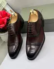 Dark Brown Leather Brogue Oxford Dress Shoes - 1