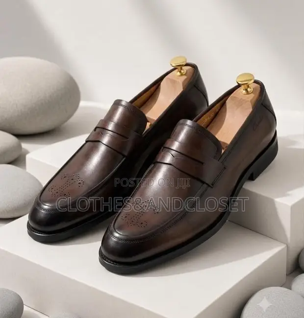 Clarks Penny Loafers - Dark Brown Leather - 1