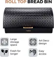 Tower Roll Top Bread Bin - Stainless Steel, Black & Brass - 1