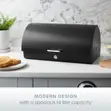 SWAN Serenity Bread Bin Roll Top Lid, 14 Litre, Black - 1