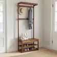 Industrial Hall Tree with Shoe Bench & Coat Hooks - 1