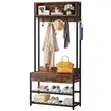 Industrial Hall Tree with Shoe Bench & Coat Hooks - 2