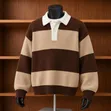 Chunky Knit Striped Rugby Polo Sweater - 4