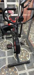 Black and Red Dual-Action Stationary Exercise Bike - 2