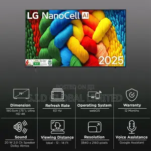 75" LG NanoCell AI 75NANO80A3B 4K Smart TV HDR10 webOS 25