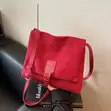 Stylish Red Suede Crossbody Shoulder Bag - 1