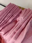 Set of 4 Pink Faux Silk Floor-Length Eyelet Curtains - 2