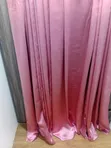 Set of 4 Pink Faux Silk Floor-Length Eyelet Curtains - 3