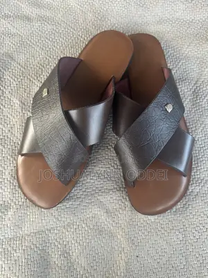 La Brown Cross Sandals for Men