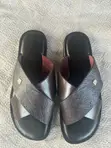 Maroon Black Leather Cross Sandals for Men - 2