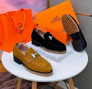 Mustard Yellow & Black Suede Hermès-Style Loafers