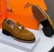 Mustard Yellow & Black Suede Hermès-Style Loafers - 3