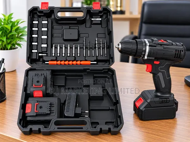 Cordless Electric Drill and Screwdriver Set with Case - 1