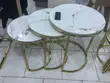 3-Set Round Nesting Coffee Tables - Marble & Gold - 1