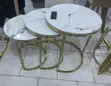 3-Set Round Nesting Coffee Tables - Marble & Gold - 2