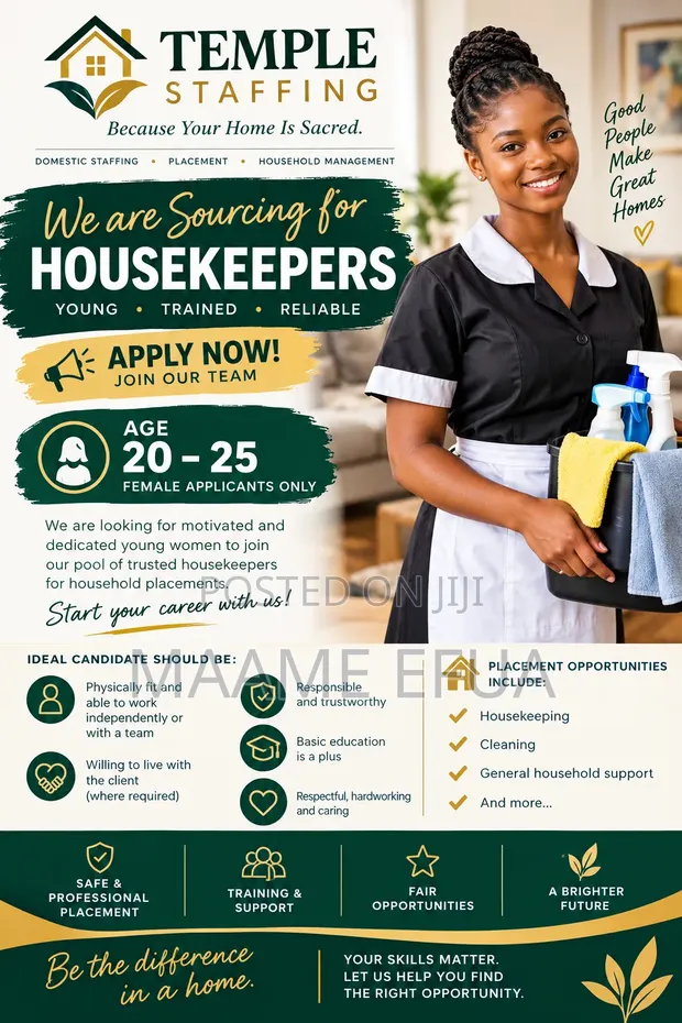 Female Housekeeper Wanted (Above 25) - 1