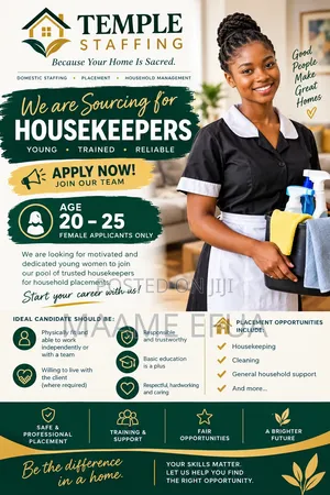 Female Housekeeper Wanted (Above 25)