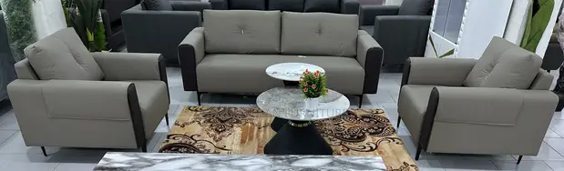 Modern Office Sofa Set (3+1+1) - Gray Leather - 1