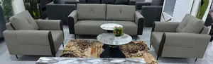 Modern Office Sofa Set (3+1+1) - Gray Leather