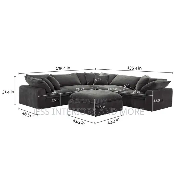 6-Piece Fabric Modular Sectional Sofa - Dark Gray - 1