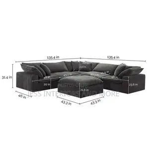 6-Piece Fabric Modular Sectional Sofa - Dark Gray