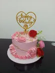 Pink Floral Red Velvet Cake (6-inch) - 1