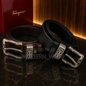 Designer Leather Belt - Black