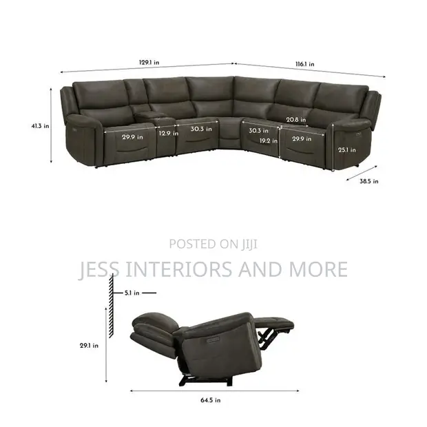 Fabric Power Reclining Sectional Sofa - 1