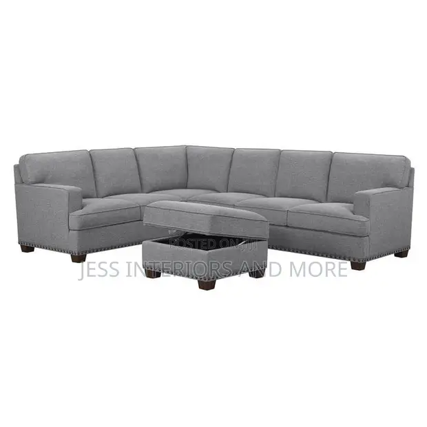 Thomasville Fabric Sectional Sofa with Storage Ottoman - 1
